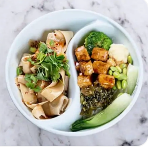 Y4. Vegetable Biangbiang Noodles + Fried Tofu and Vegetable Rice Bowl