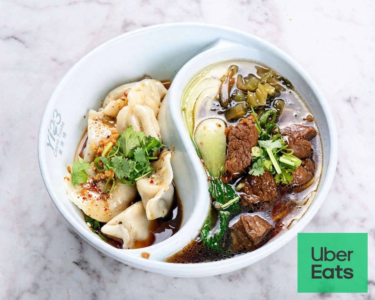 Y1. Chili Oil-drizzled Dumplings (6 pieces) + Braised Beef Noodle Soup
