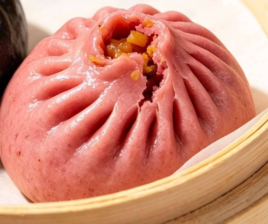 B3. Beet-Flavored Kung Pao Chicken Baozi 2 pieces