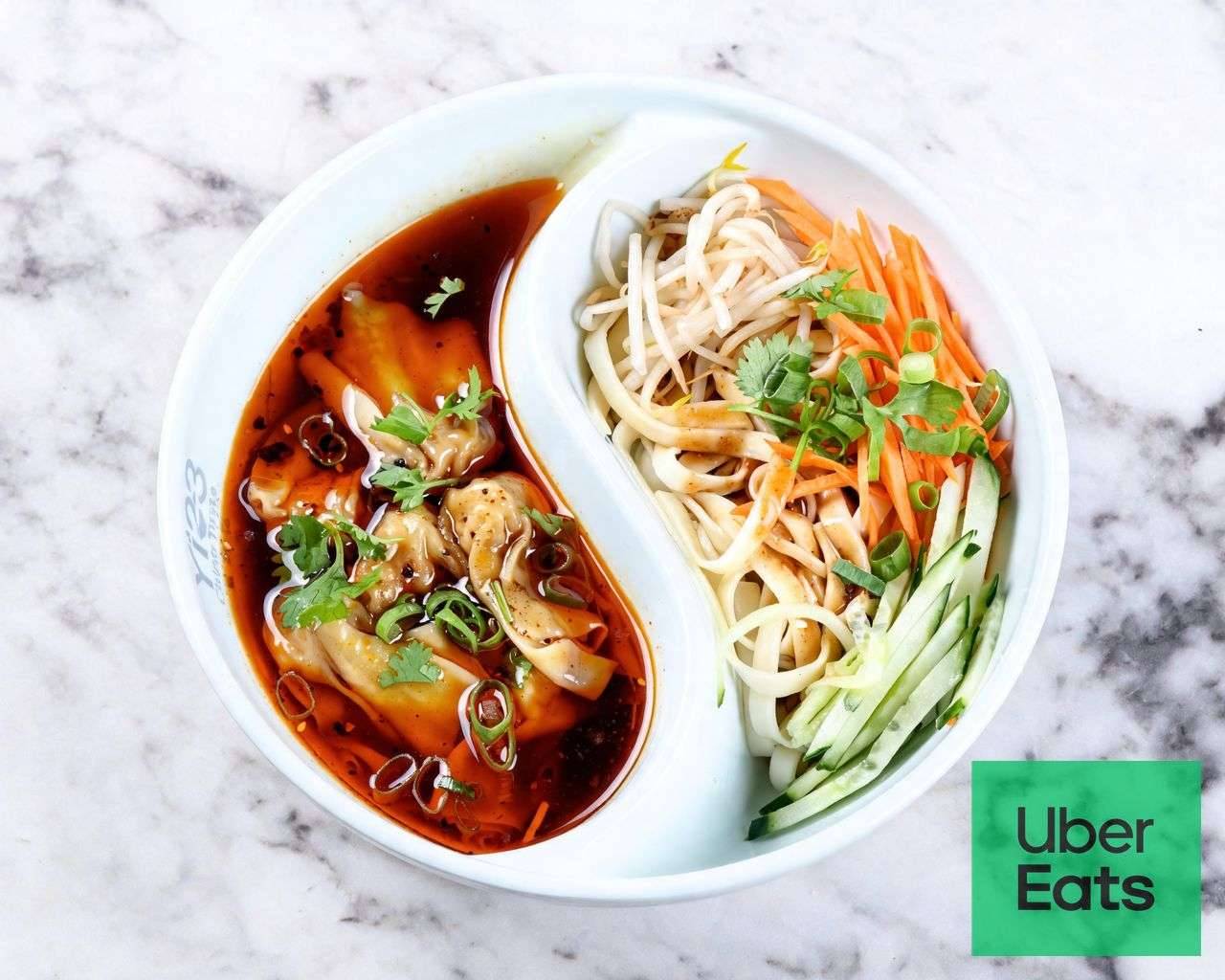Y2. Chilli Oil Wontons (6 pieces) + Peanut Sesame Paste Mixed Noodles