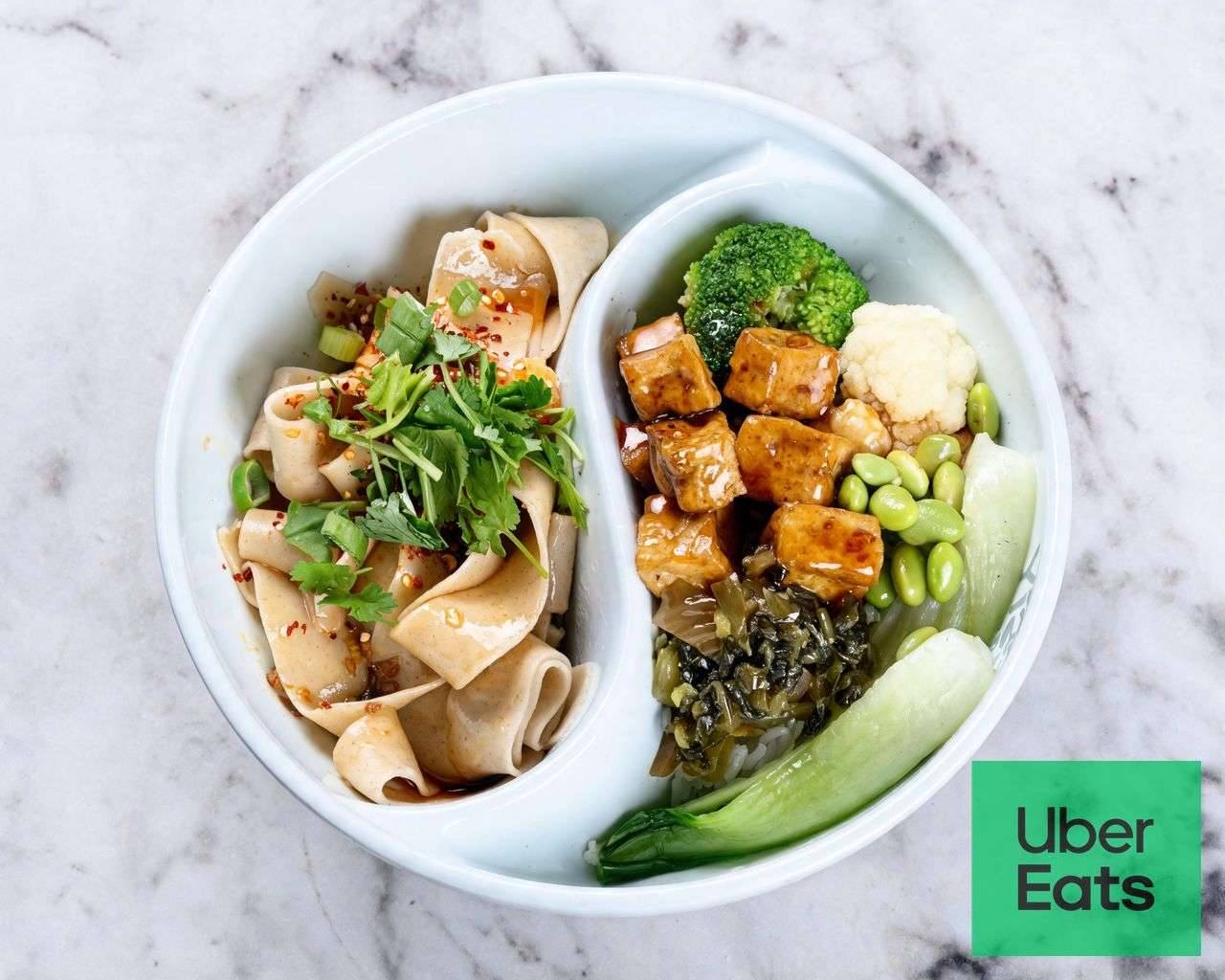 Y4. Vegetable Biangbiang Noodles + Fried Tofu and Vegetable Rice Bowl