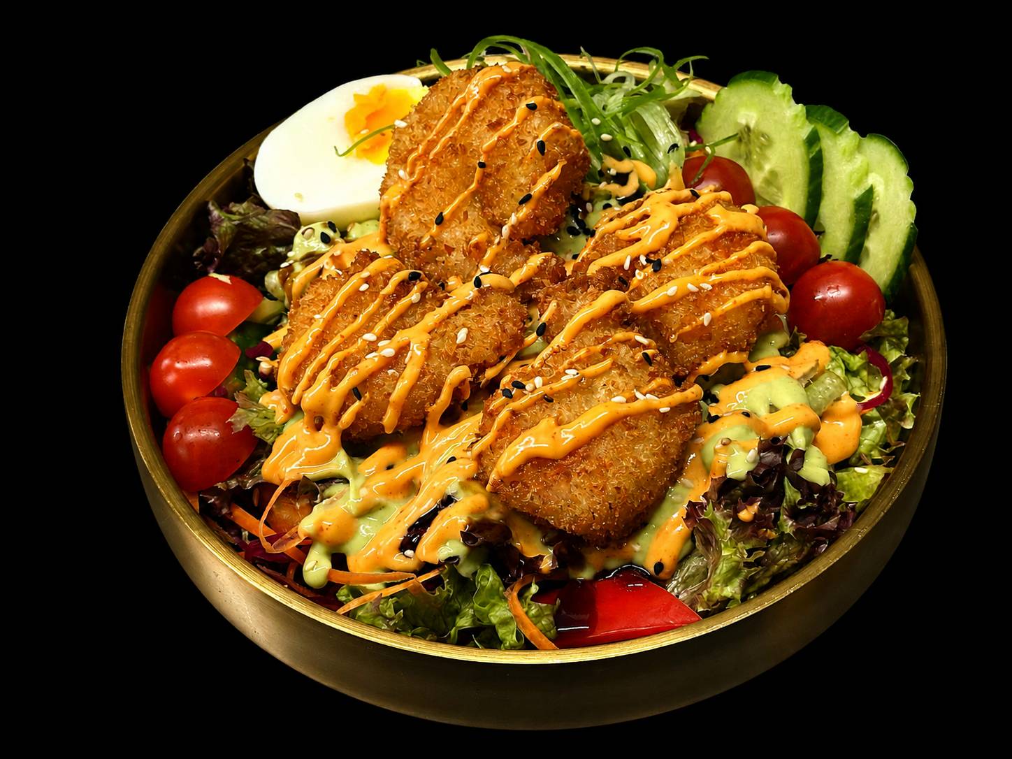 Tempura Shrimp Avocado creme Salat