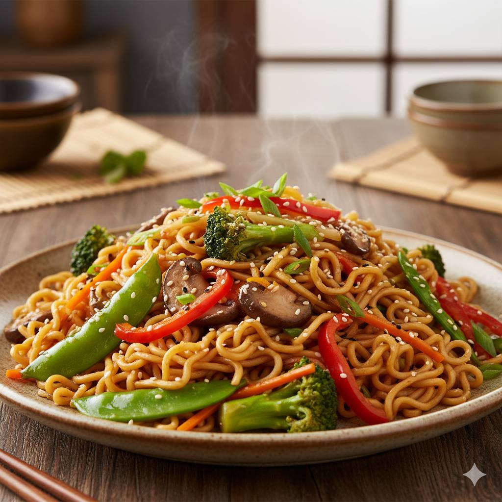 Gebratene Nudeln mit Gemüse