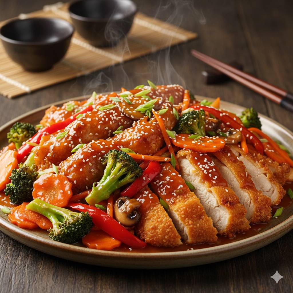 Gebackenes Hühnchen Süß Sauer