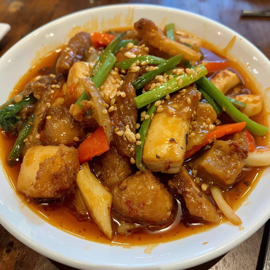 Gu-Lau-Jou Schweinefleisch gebacken