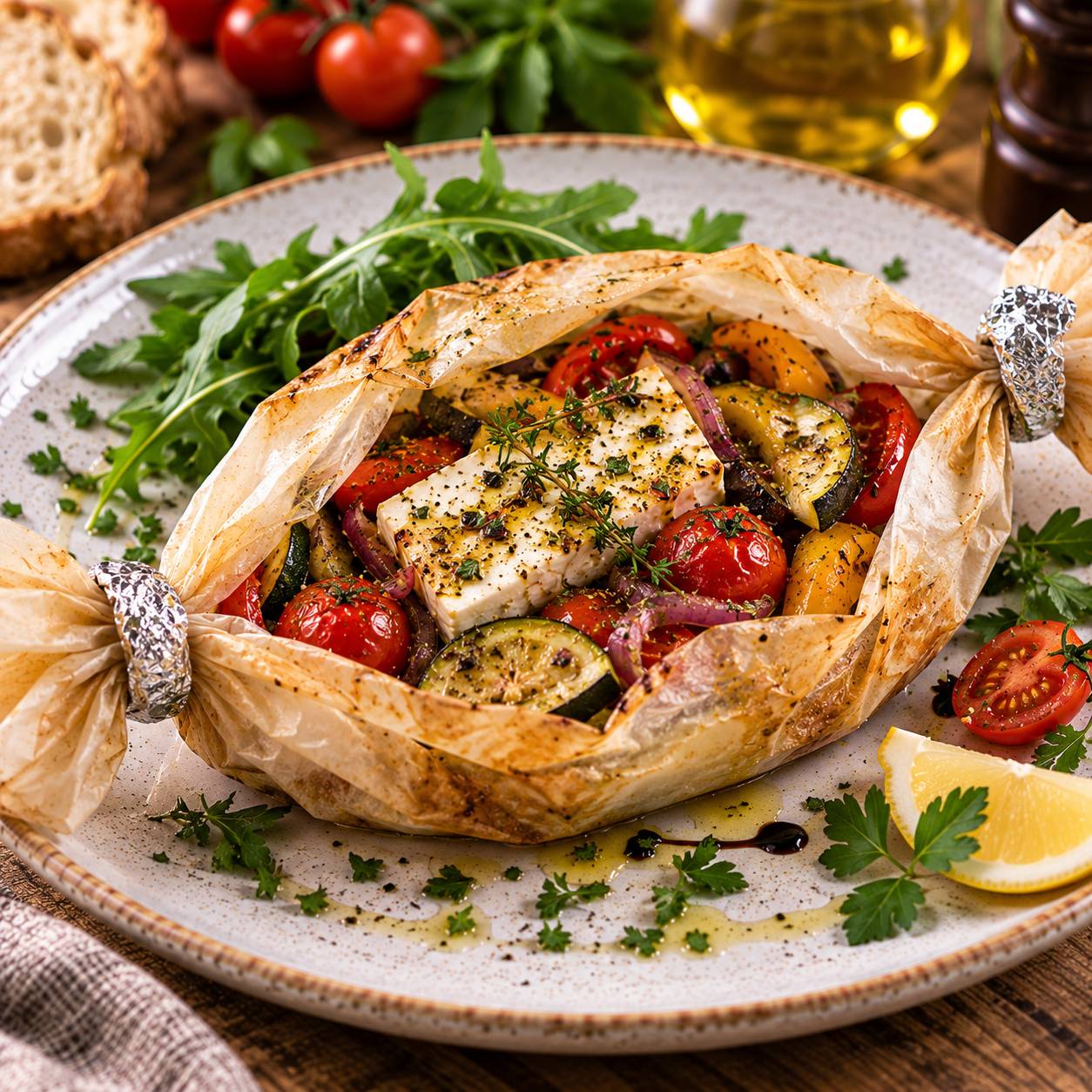 Schafskäse im Pergament überbacken