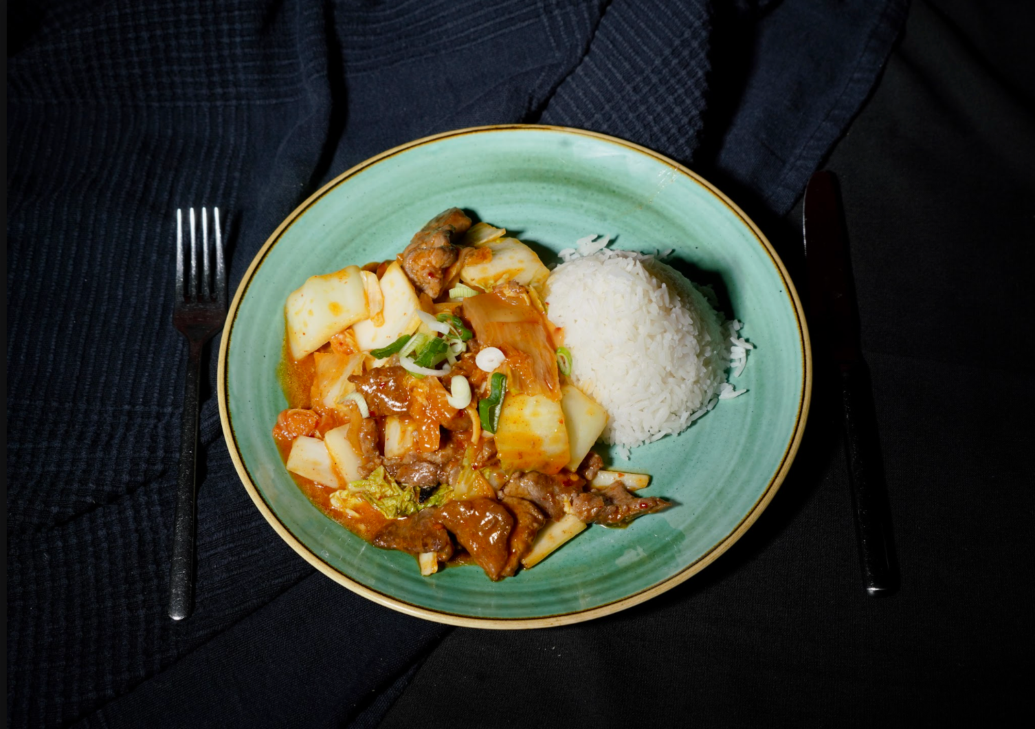 Scharfer kimchi und Tofu