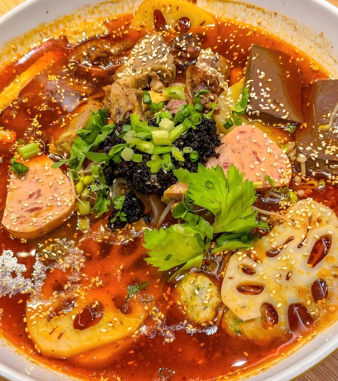 冒菜  eine traditionelle scharfe Spezialität aus Sichuan, ähnlich wie Hot Pot oder Malatang