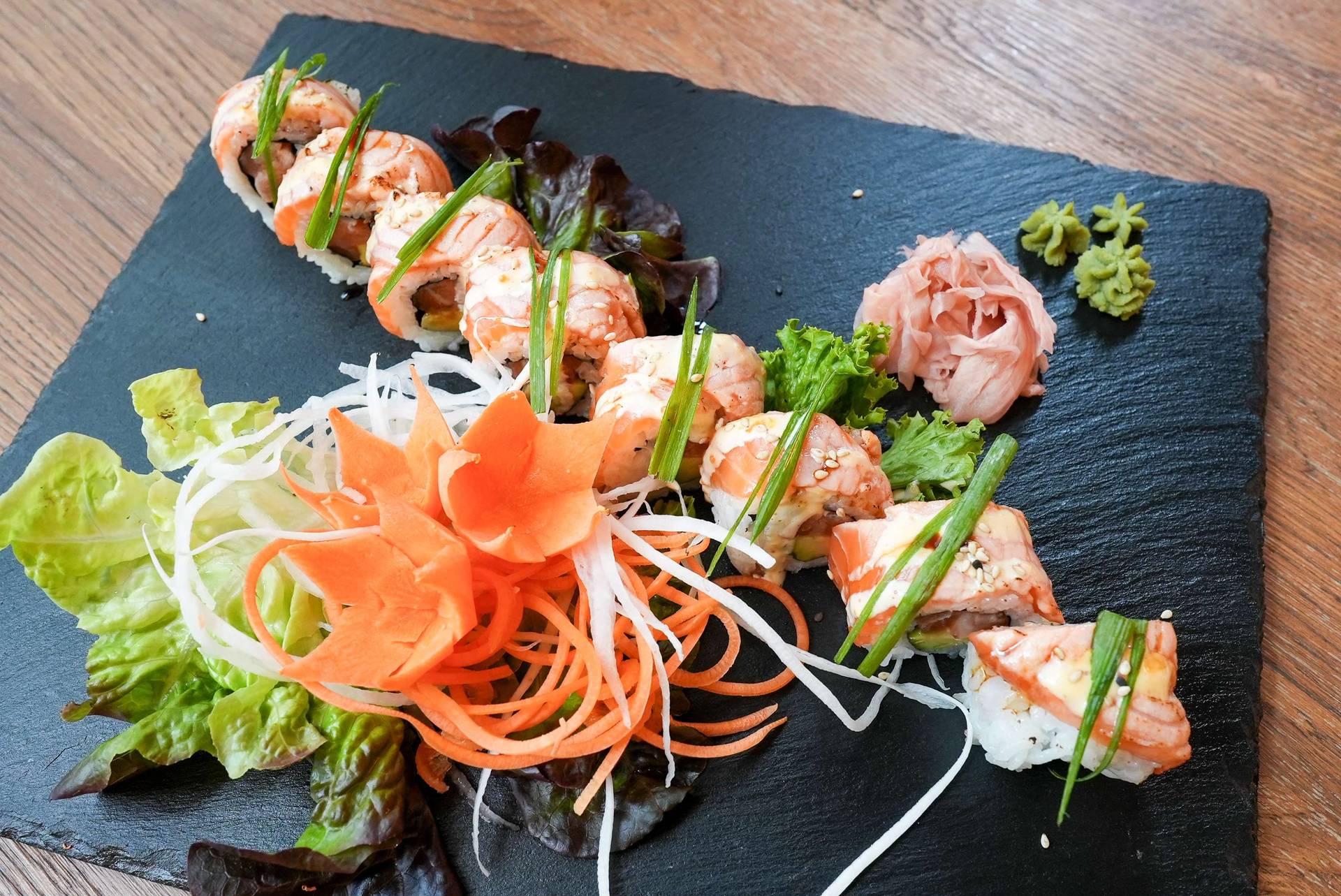 Flambierte Alaska um Lachs