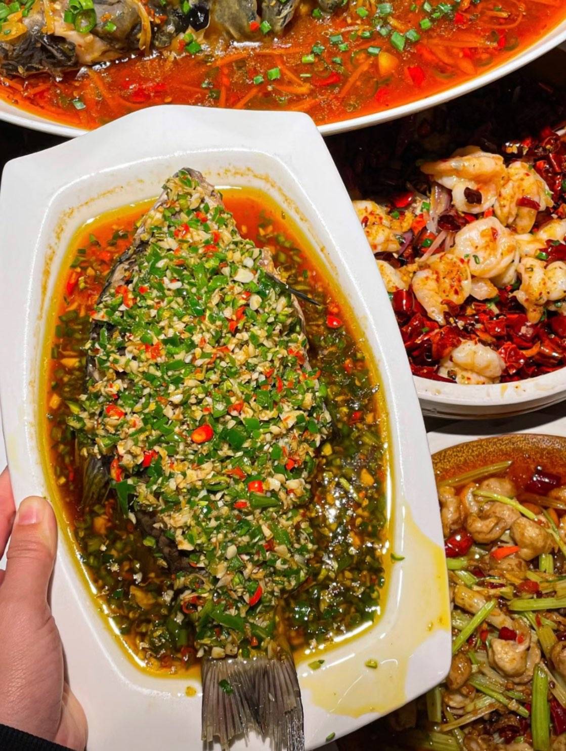 过水鱼Wolfsbarsch in Chongqing Chili-Öl