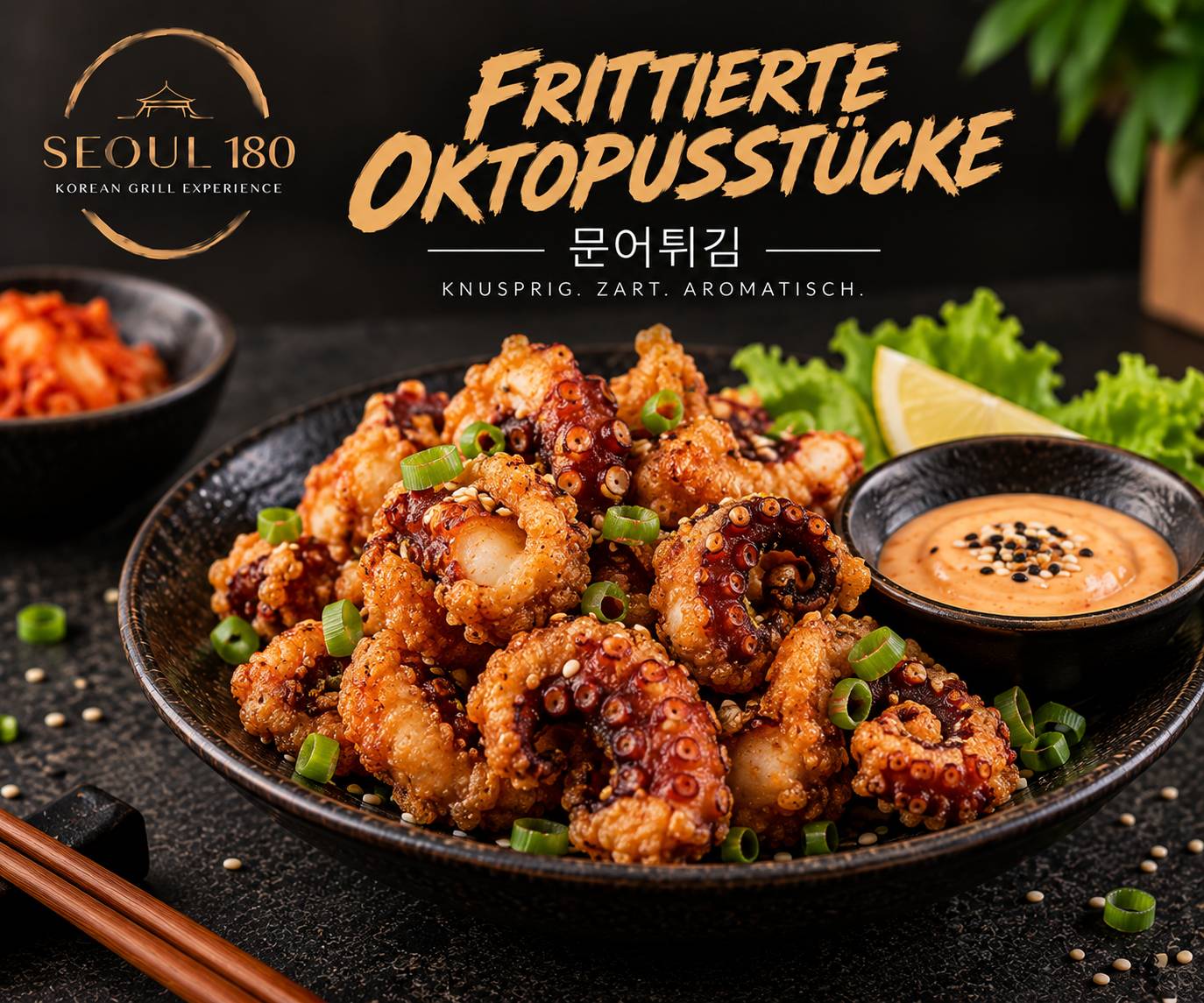 Oktopusstücke frittiert